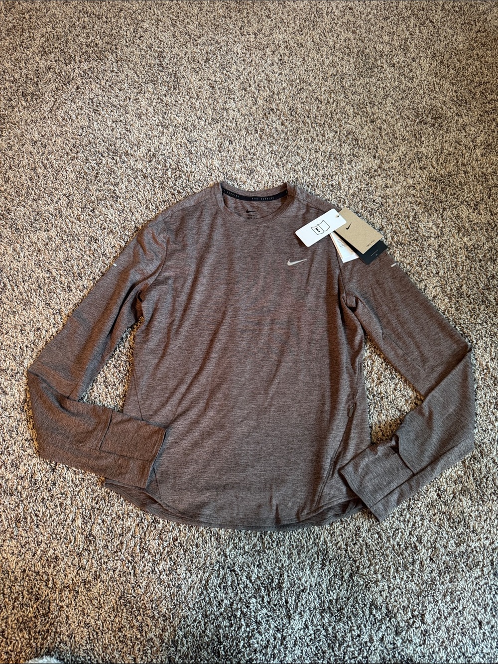 Nike Women's Swift Dri-FIT UV 1/4-
Zip Running Pullover- Brown Heather